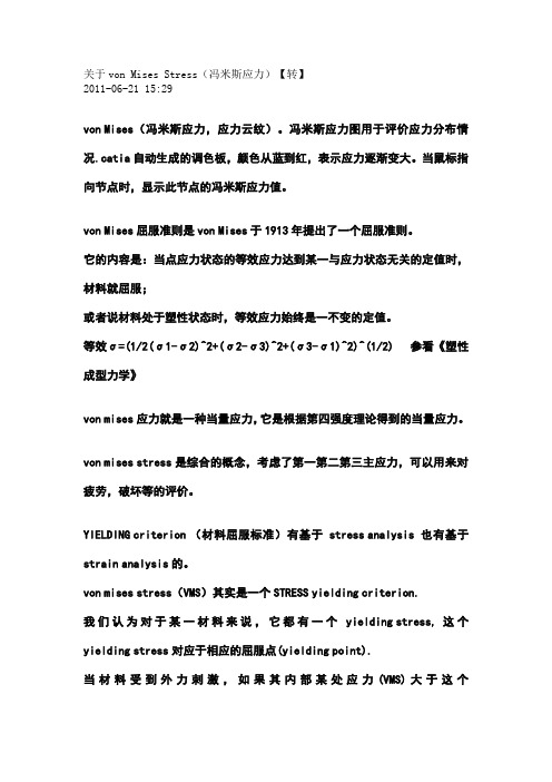 von Mises Stress(冯米斯应力)