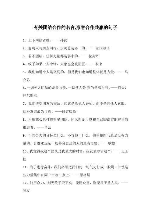 有关团结合作的名言,形容合作共赢的句子