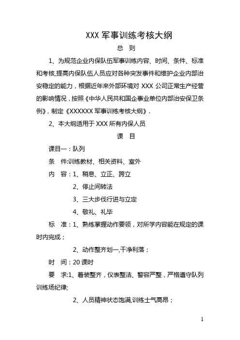 军事训练考核大纲【范本模板】