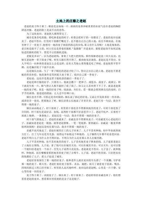 初中语文小小说(那山那水)土地上的庄稼之老赵