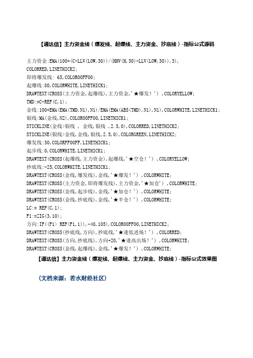 股票指标公式【通达信】主力资金线爆发线、起爆线、主力资金、抄底线
