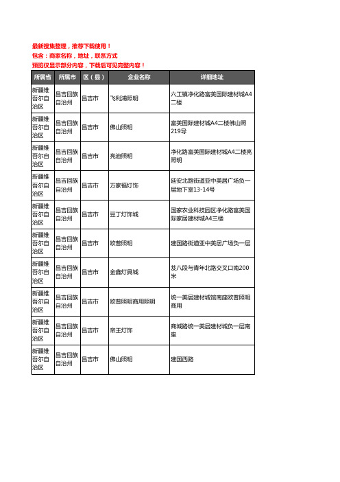 新版新疆维吾尔自治区昌吉回族自治州昌吉市灯饰企业公司商家户名录单联系方式地址大全10家