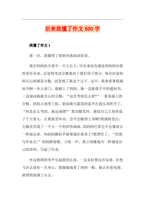 后来我懂了作文600字