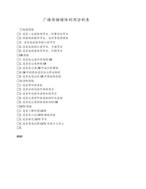 活动市场-市场分析-传播媒介利用分析表2