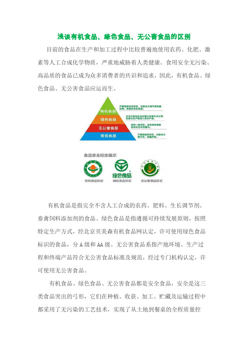 浅谈有机、绿色、无公害食品区别