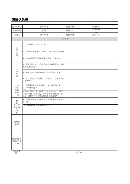 访谈表系列