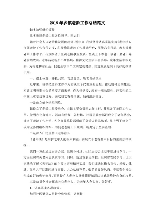 最新-2019年乡镇老龄工作总结范文 精品