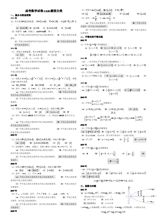 成人高考高起专数学试题历年成考数学试题答案与解答提示