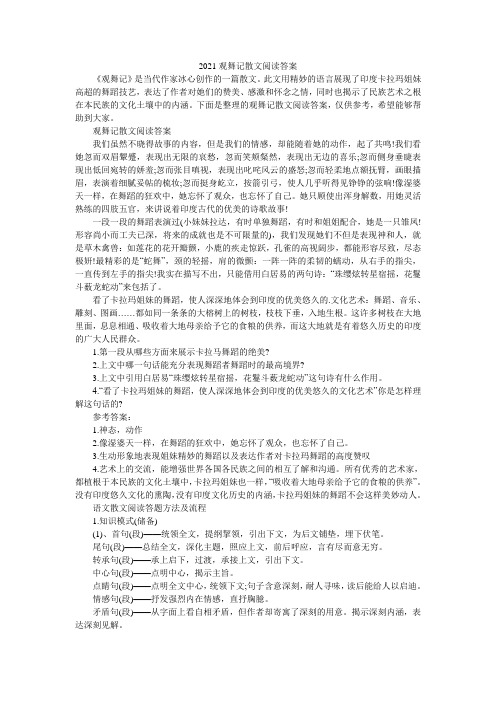2021观舞记散文阅读答案