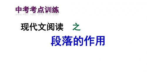 段落在文章中的作用