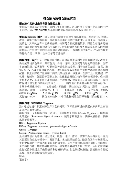 蛋白胨与胰蛋白胨区别