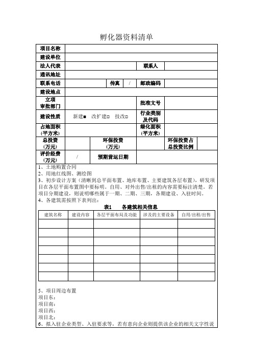 产业基地—资料清单