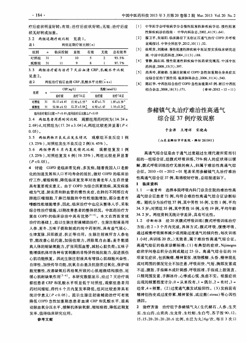 参赭镇气丸治疗难治性高通气综合征37例疗效观察
