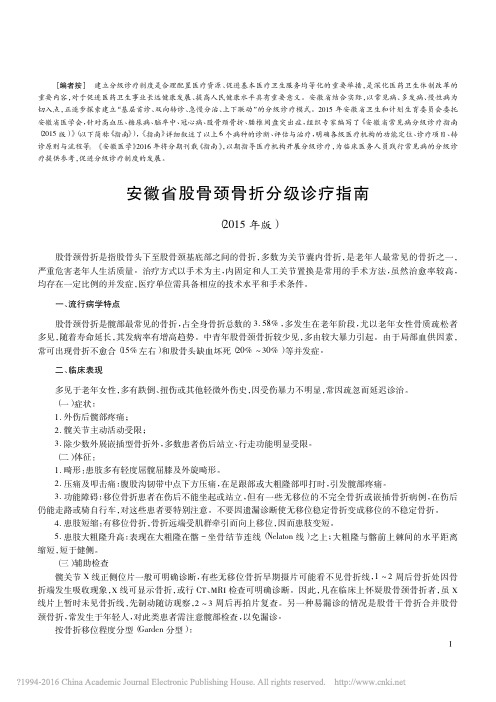 安徽省股骨颈骨折分级诊疗指南(2015年版)