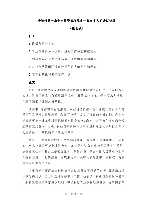 分管领导与农业自然资源环境审计股负责人的谈话记录