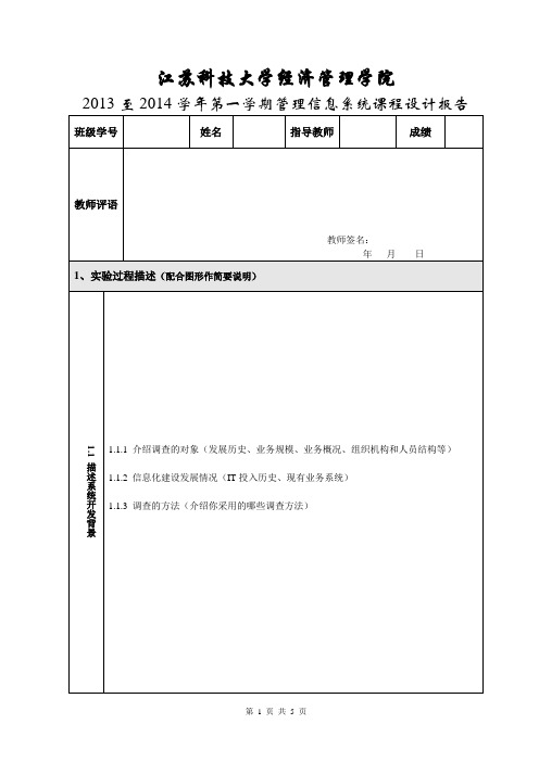 管理信息系统课程设计报告摸板(报告1)