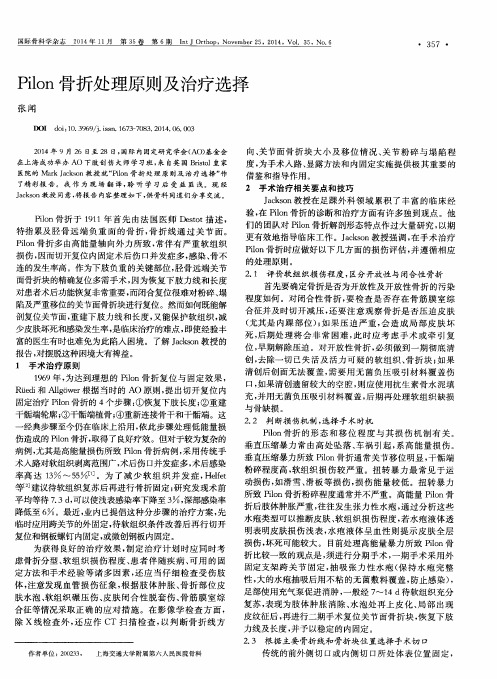 Pilon 骨折处理原则及治疗选择