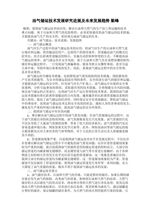 油气储运技术发展研究进展及未来发展趋势 梁峰