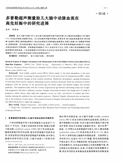 多普勒超声测量胎儿大脑中动脉血流在高危妊娠中的研究进展