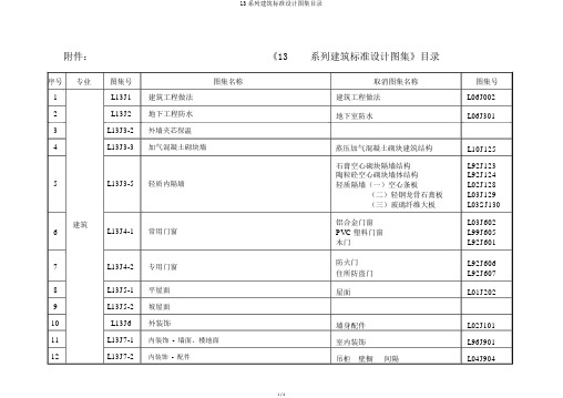 13系列建筑标准设计图集目录