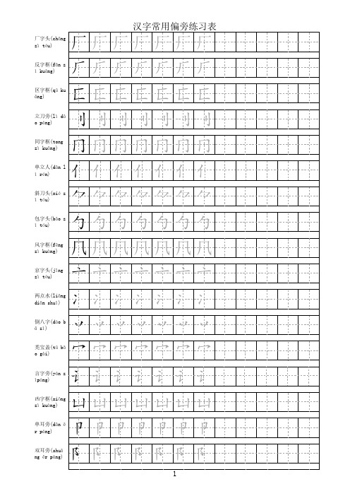 164个汉字偏旁部首