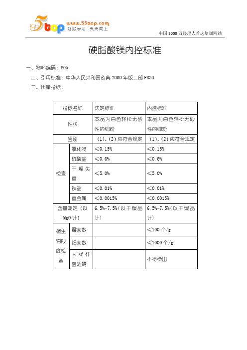 硬脂酸镁内控标准