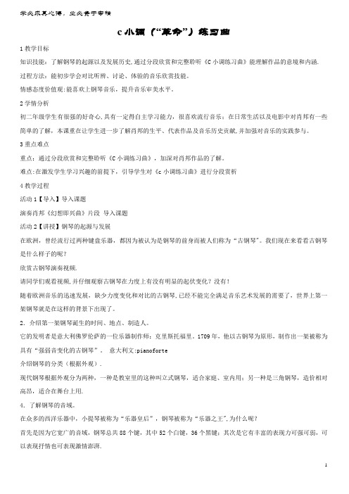 八年级音乐上册 第四单元 c小调(“革命”)练习曲教案 湘艺版