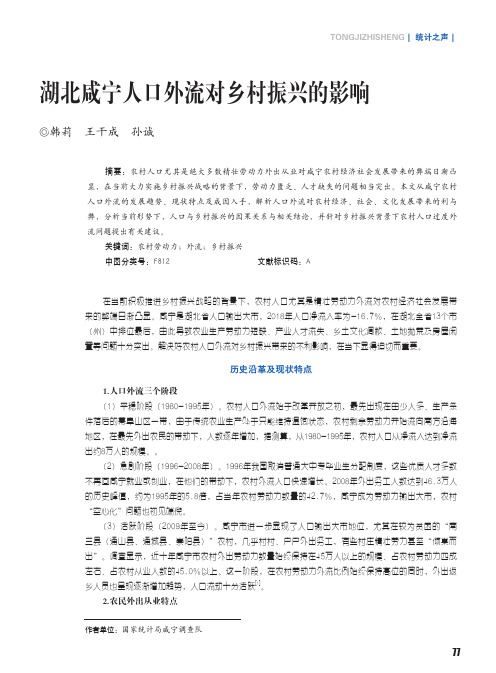 湖北咸宁人口外流对乡村振兴的影响