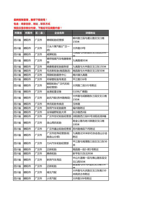 新版四川省德阳市广汉市汽车配件企业公司商家户名录单联系方式地址大全113家