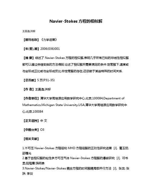 Navier-Stokes方程的相似解