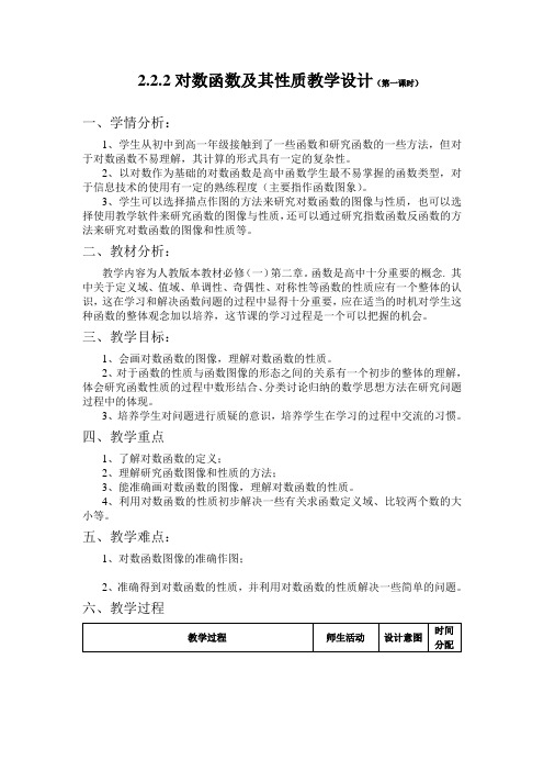 2.2.2对数函数及其性质教学设计(第一课时)