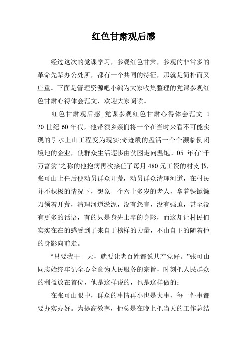 红色甘肃观后感