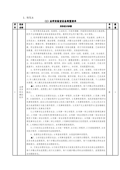 法学实验室设备购置清单【模板】
