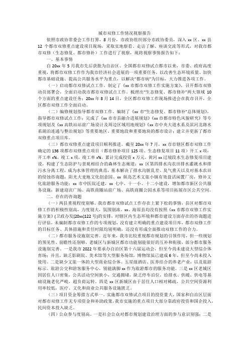 城市双修工作情况视察报告