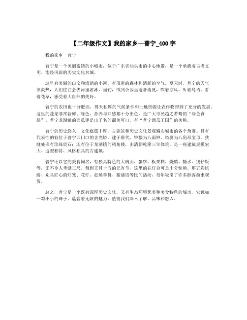 【二年级作文】我的家乡—普宁_400字