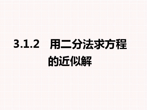 人教A版高一数学必修一3.1.2 用二分法求方程的近似解课件