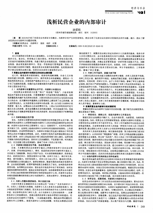 浅析民营企业的内部审计