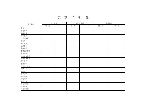 试算平衡表