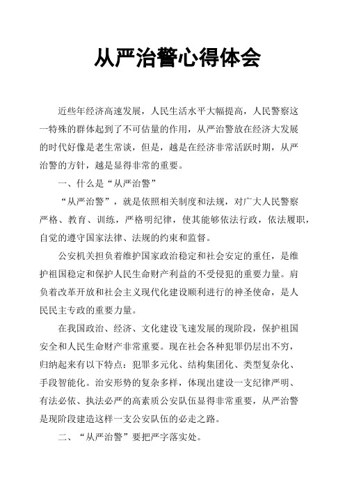 从严治警心得体会