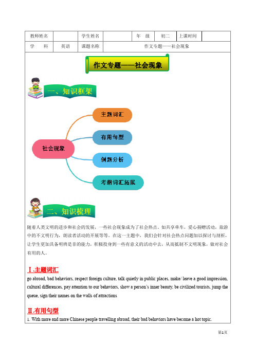 春季20-八年级英语培优版-作文专题-社会现象-教师版