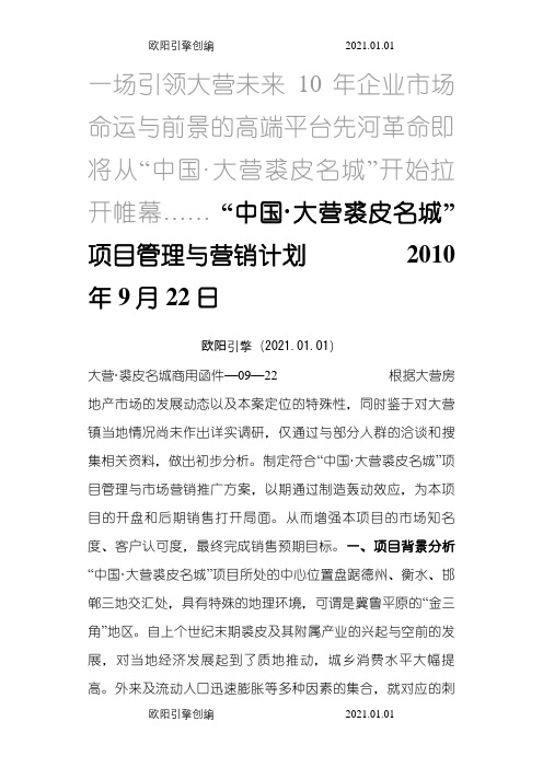 商业营销方案之欧阳引擎创编