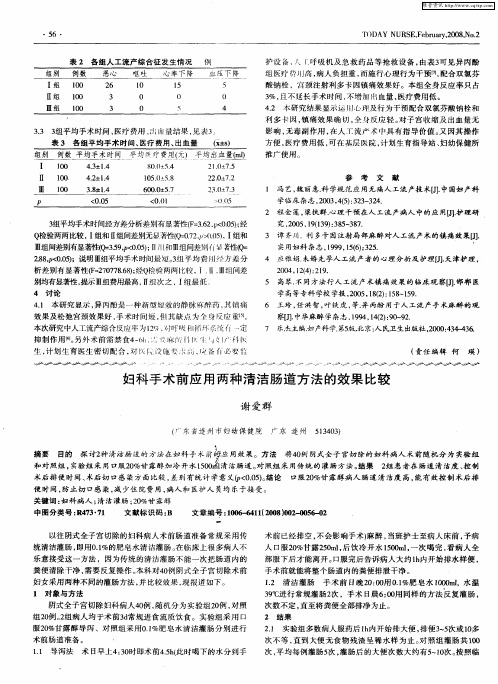妇科手术前应用两种清洁肠道方法的效果比较