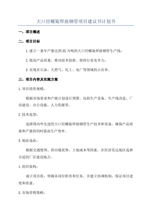 大口径螺旋焊接钢管项目建议书计划书