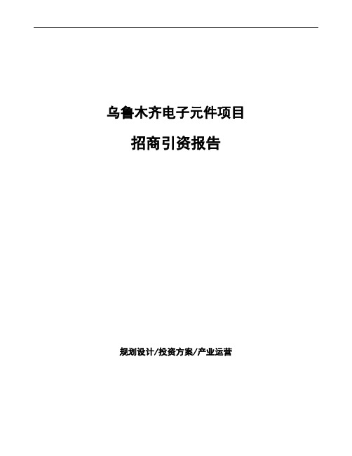 乌鲁木齐电子元件项目招商引资报告