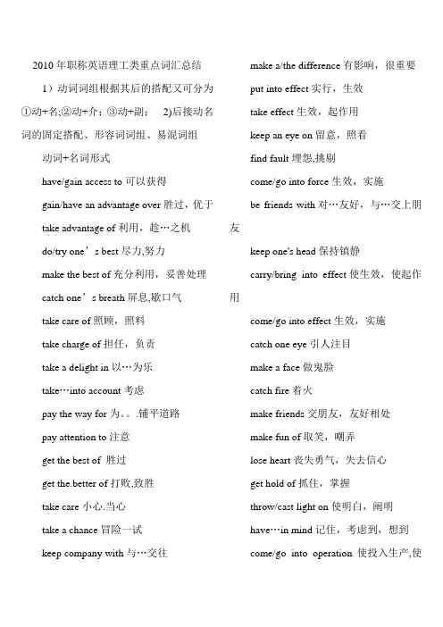2010年职称英语理工类重点词汇总结