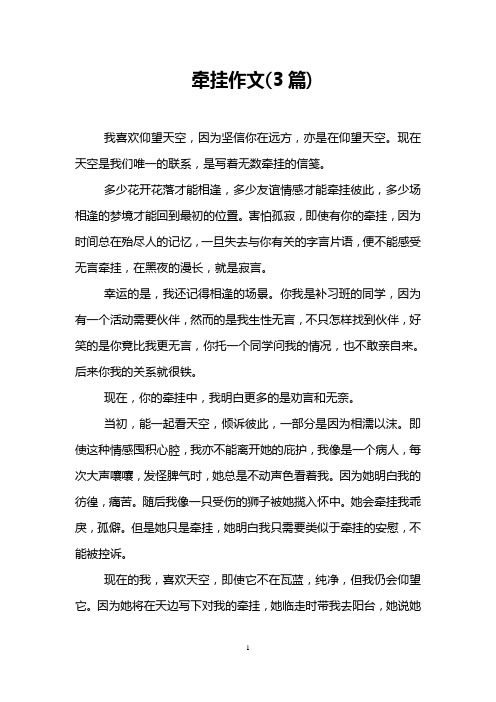 牵挂作文(3篇)