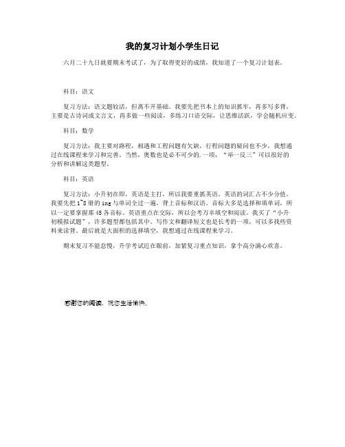 我的复习计划小学生日记