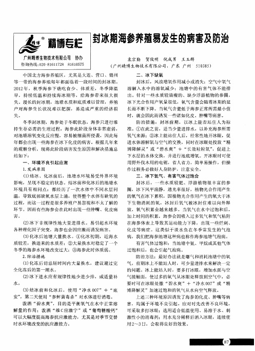 封冰期海参养殖易发生的病害及防治