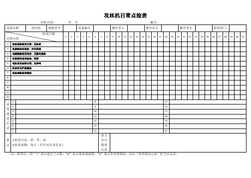 攻丝机日常点检表