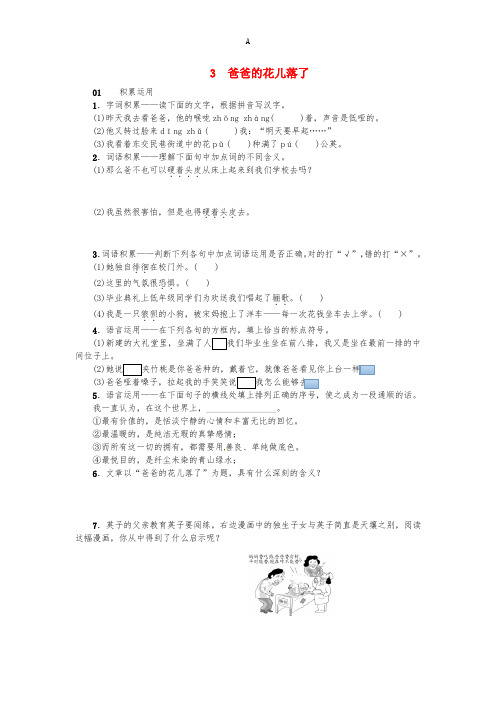 七年级语文上册 3《爸爸的花儿落了》练习 语文版